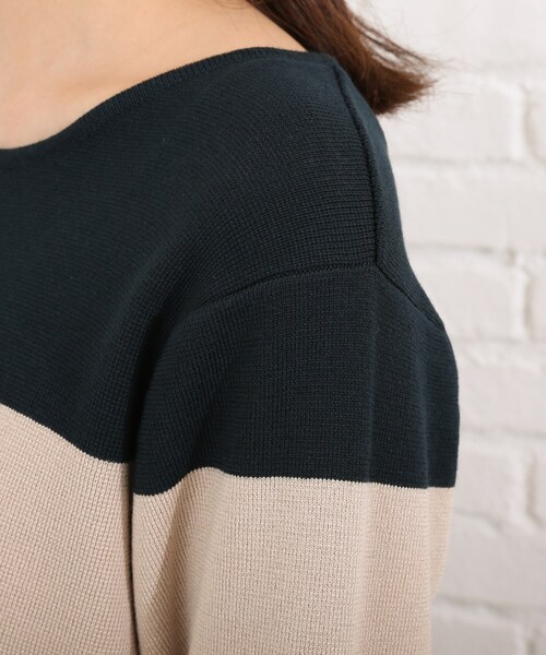 SHOO・LA・RUE（シューラルー）の「◆マルチボーダーニットワンピース（ワンピース・レディース・ブラック系2/ダークブラウン系2/ダークグリーン系2・03/02/04）」の9枚目の写真