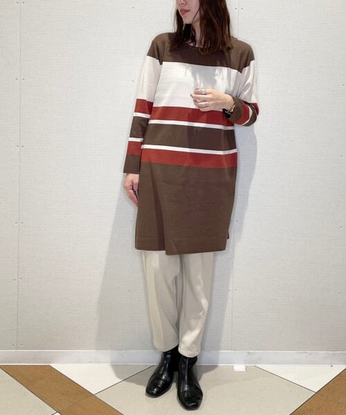 SHOO・LA・RUE（シューラルー）の「◆マルチボーダーニットワンピース（ワンピース・レディース・ブラック系2/ダークブラウン系2/ダークグリーン系2・03/02/04）」の22枚目の写真