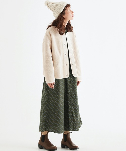 Sunny clouds(サニークラウズ)の「サニークラウズ 青い鳥と青い花の小紋ワンピース〈レディース〉(ワンピース・レディース・カーキ・MEDIUM/LARGE/X-LARGE/XX-LARGE/NM)」の2枚目の写真