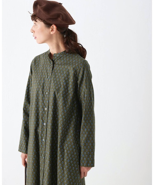 Sunny clouds(サニークラウズ)の「サニークラウズ 青い鳥と青い花の小紋ワンピース〈レディース〉(ワンピース・レディース・カーキ・MEDIUM/LARGE/X-LARGE/XX-LARGE/NM)」の12枚目の写真