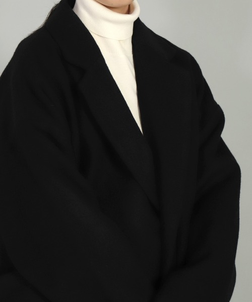 BASISBROEK（バシスブルック）の「[ BASISBROEK ] EGGS　メルトンウールオーバーコート（チェスターコート・レディース・ブラック/オリーブ/ブラウン・1）」の14枚目の写真