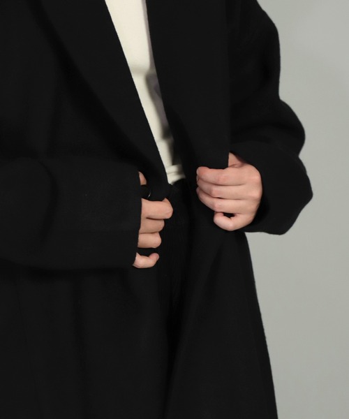 BASISBROEK（バシスブルック）の「[ BASISBROEK ] EGGS　メルトンウールオーバーコート（チェスターコート・レディース・ブラック/オリーブ/ブラウン・1）」の17枚目の写真