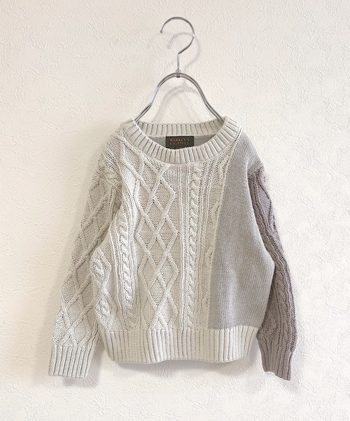 BIG FIELD（ビッグフィールド）の「【おうちで洗えるニット】クレイジーコットンニット（90～150cm）（ニット/セーター・キッズ・ブラウン/グレー・90/100/110/120/130/95/140/150）」の2枚目の写真