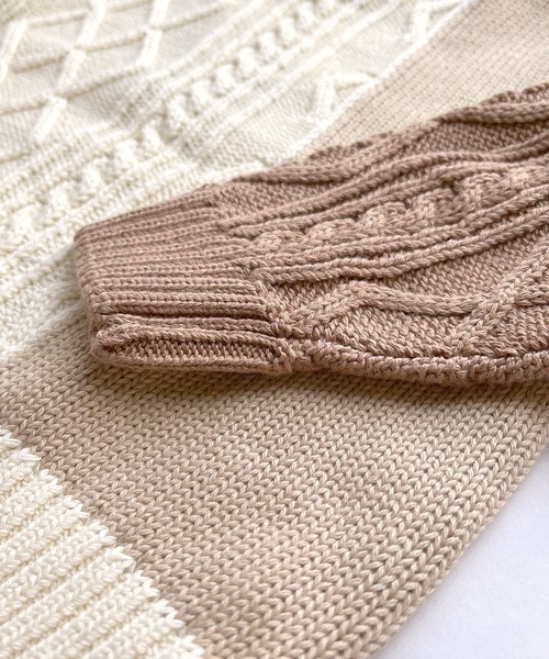 BIG FIELD（ビッグフィールド）の「【おうちで洗えるニット】クレイジーコットンニット（90～150cm）（ニット/セーター・キッズ・ブラウン/グレー・90/100/110/120/130/95/140/150）」の3枚目の写真