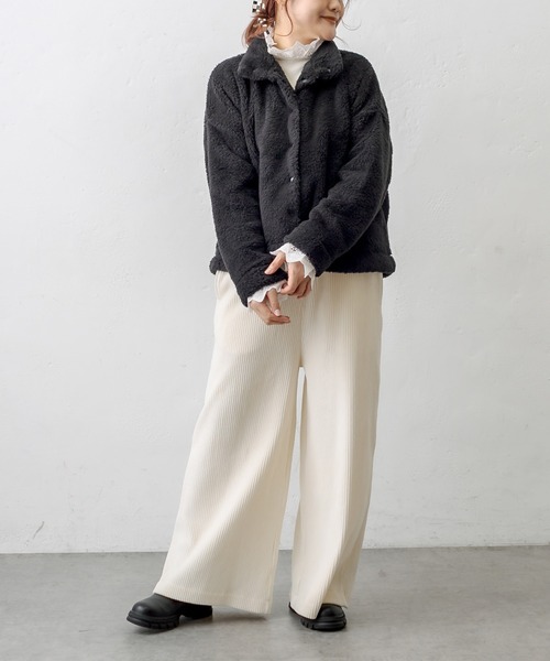 PUAL CE CIN（ピュアルセシン）の「【一部WEB限定】両面ボアジャケット（その他アウター・レディース・ライトグレー/ブラック/ベージュ/グリーン/アイボリー/ブルーグレー・FREE）」の18枚目の写真