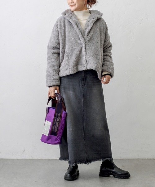 PUAL CE CIN（ピュアルセシン）の「【一部WEB限定】両面ボアジャケット（その他アウター・レディース・ライトグレー/ブラック/ベージュ/グリーン/アイボリー/ブルーグレー・FREE）」の19枚目の写真