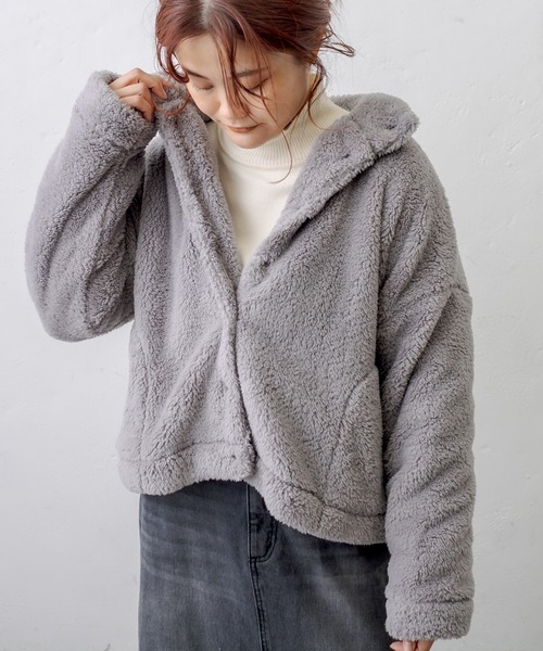 PUAL CE CIN（ピュアルセシン）の「【一部WEB限定】両面ボアジャケット（その他アウター・レディース・ライトグレー/ブラック/ベージュ/グリーン/アイボリー/ブルーグレー・FREE）」の15枚目の写真