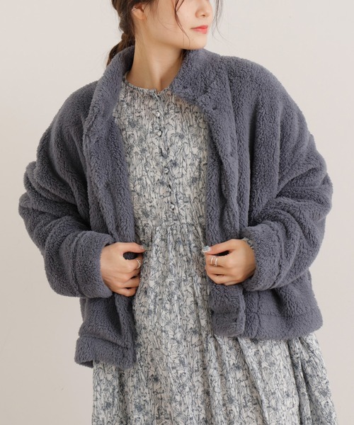 PUAL CE CIN（ピュアルセシン）の「【一部WEB限定】両面ボアジャケット（その他アウター・レディース・ライトグレー/ブラック/ベージュ/グリーン/アイボリー/ブルーグレー・FREE）」の8枚目の写真