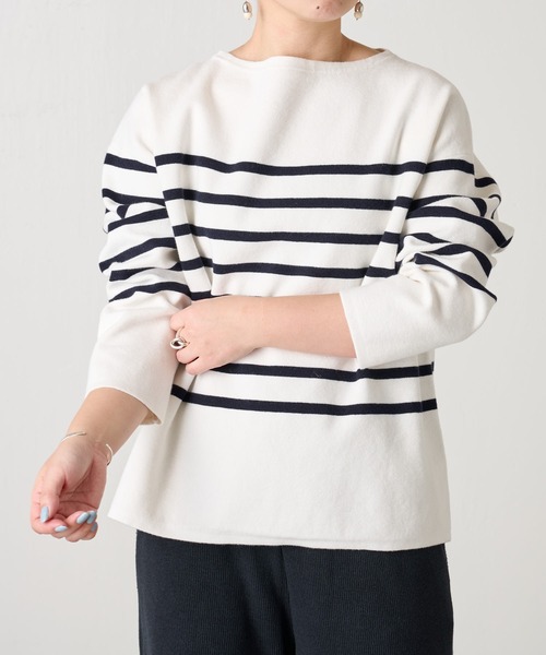BEARDSLEY（ビアズリー）の「オーガニックコットンボーダープルオーバー（ニット/セーター・レディース・ホワイト/ネイビー・FREE）」の9枚目の写真