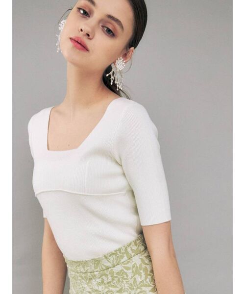 MERCURYDUO（マーキュリーデュオ）の「スイッチングリブニット（ニット/セーター・レディース・ブラック/ベージュ/オフホワイト/ミント/ブルー/ブラウン・FREE）」の14枚目の写真