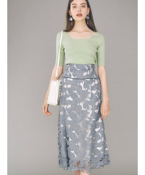 MERCURYDUO（マーキュリーデュオ）の「スイッチングリブニット（ニット/セーター・レディース・ブラック/ベージュ/オフホワイト/ミント/ブルー/ブラウン・FREE）」の19枚目の写真