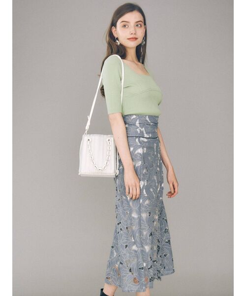 MERCURYDUO（マーキュリーデュオ）の「スイッチングリブニット（ニット/セーター・レディース・ブラック/ベージュ/オフホワイト/ミント/ブルー/ブラウン・FREE）」の12枚目の写真