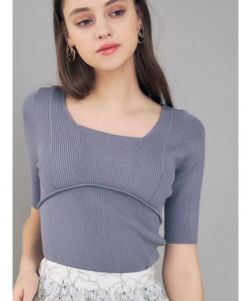 MERCURYDUO（マーキュリーデュオ）の「スイッチングリブニット（ニット/セーター・レディース・ブラック/ベージュ/オフホワイト/ミント/ブルー/ブラウン・FREE）」の15枚目の写真