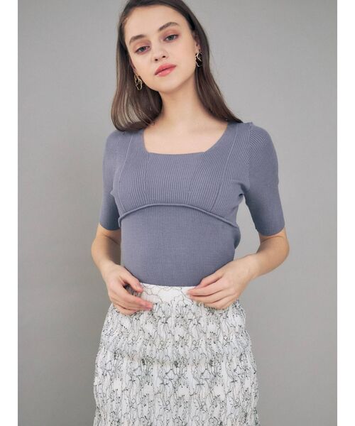 MERCURYDUO（マーキュリーデュオ）の「スイッチングリブニット（ニット/セーター・レディース・ブラック/ベージュ/オフホワイト/ミント/ブルー/ブラウン・FREE）」の10枚目の写真