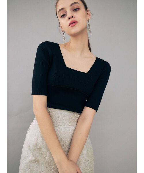 MERCURYDUO（マーキュリーデュオ）の「スイッチングリブニット（ニット/セーター・レディース・ブラック/ベージュ/オフホワイト/ミント/ブルー/ブラウン・FREE）」の11枚目の写真