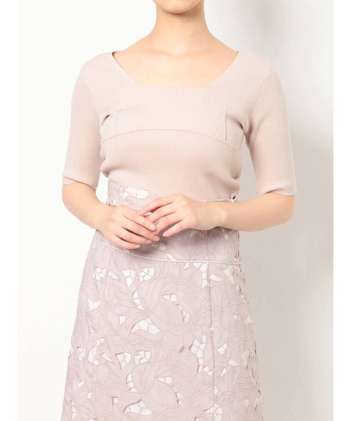 MERCURYDUO（マーキュリーデュオ）の「スイッチングリブニット（ニット/セーター・レディース・ブラック/ベージュ/オフホワイト/ミント/ブルー/ブラウン・FREE）」の4枚目の写真