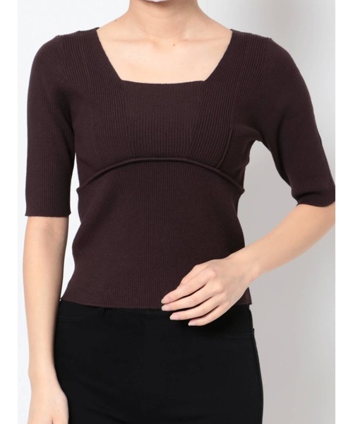 MERCURYDUO（マーキュリーデュオ）の「スイッチングリブニット（ニット/セーター・レディース・ブラック/ベージュ/オフホワイト/ミント/ブルー/ブラウン・FREE）」の3枚目の写真