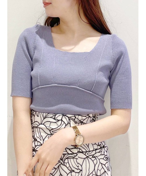 MERCURYDUO（マーキュリーデュオ）の「スイッチングリブニット（ニット/セーター・レディース・ブラック/ベージュ/オフホワイト/ミント/ブルー/ブラウン・FREE）」の6枚目の写真