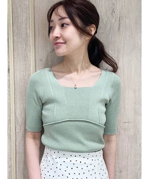 MERCURYDUO（マーキュリーデュオ）の「スイッチングリブニット（ニット/セーター・レディース・ブラック/ベージュ/オフホワイト/ミント/ブルー/ブラウン・FREE）」の5枚目の写真