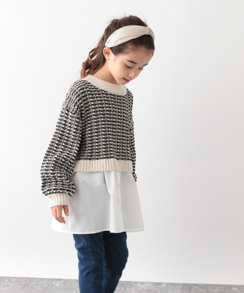 GLOBAL WORK（グローバルワーク）の「【キッズ】アソートガラニットレイヤード/259305（ニット/セーター・キッズ・オフホワイト/ブラック・140cm/100cm/110cm/150cm/130cm/160cm/120cm）」の3枚目の写真
