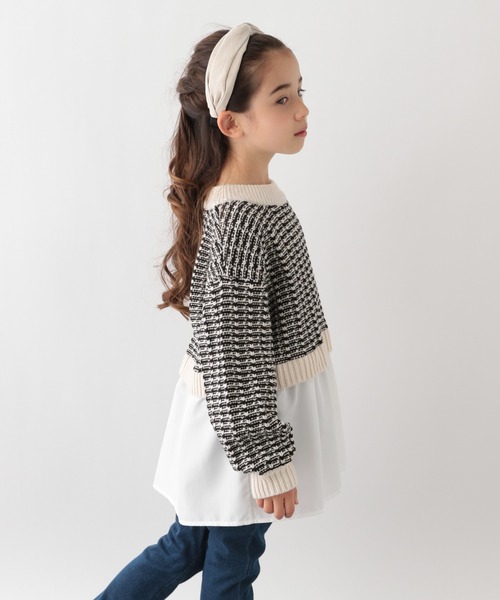 GLOBAL WORK（グローバルワーク）の「【キッズ】アソートガラニットレイヤード/259305（ニット/セーター・キッズ・オフホワイト/ブラック・140cm/100cm/110cm/150cm/130cm/160cm/120cm）」の4枚目の写真