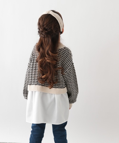 GLOBAL WORK（グローバルワーク）の「【キッズ】アソートガラニットレイヤード/259305（ニット/セーター・キッズ・オフホワイト/ブラック・140cm/100cm/110cm/150cm/130cm/160cm/120cm）」の5枚目の写真