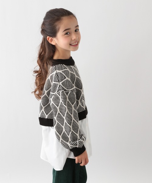 GLOBAL WORK（グローバルワーク）の「【キッズ】アソートガラニットレイヤード/259305（ニット/セーター・キッズ・オフホワイト/ブラック・140cm/100cm/110cm/150cm/130cm/160cm/120cm）」の9枚目の写真