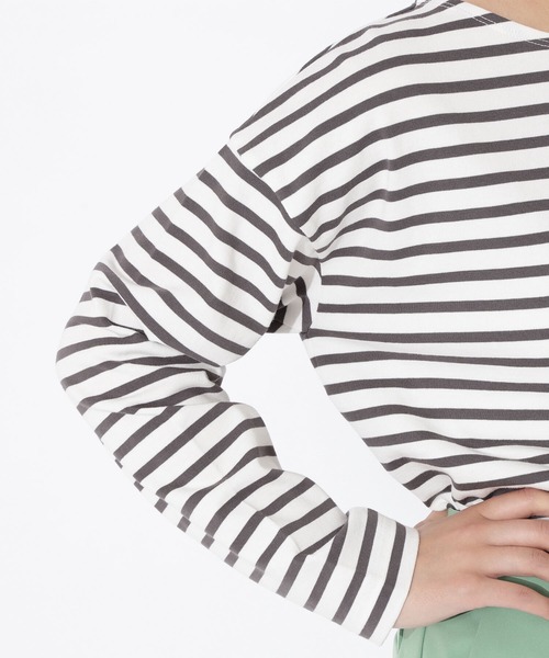 NATURAL BEAUTY BASIC（ナチュラルビューティーベーシック）の「オーガニックコットン度詰め天竺ボーダー（Tシャツ/カットソー・レディース・オレンジ系その他/グレー系その他/ブルー系その他6・MEDIUM）」の18枚目の写真