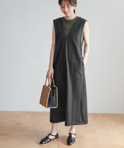 URBAN RESEARCH DOORS（アーバンリサーチドアーズ）の「デニムジャンパースカート（ワンピース・レディース・インディゴブルー/ホワイト系その他/ブラック/ブルー系その他・1/0）」の5枚目の写真