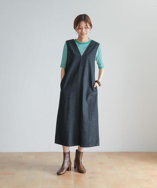 URBAN RESEARCH DOORS（アーバンリサーチドアーズ）の「デニムジャンパースカート（ワンピース・レディース・インディゴブルー/ホワイト系その他/ブラック/ブルー系その他・1/0）」の8枚目の写真