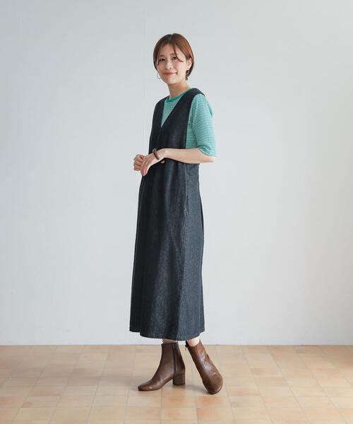 URBAN RESEARCH DOORS（アーバンリサーチドアーズ）の「デニムジャンパースカート（ワンピース・レディース・インディゴブルー/ホワイト系その他/ブラック/ブルー系その他・1/0）」の9枚目の写真