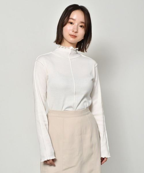 RETRO GIRL（レトロガール）の「テレコメロウハイネックニットTee（Tシャツ/カットソー・レディース・イエロー/グリーン/オフホワイト/ラベンダー/ブラック・FREE）」の2枚目の写真