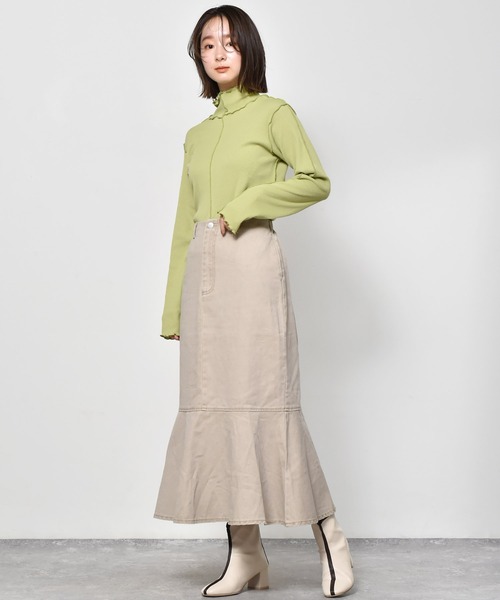 RETRO GIRL（レトロガール）の「テレコメロウハイネックニットTee（Tシャツ/カットソー・レディース・イエロー/グリーン/オフホワイト/ラベンダー/ブラック・FREE）」の22枚目の写真