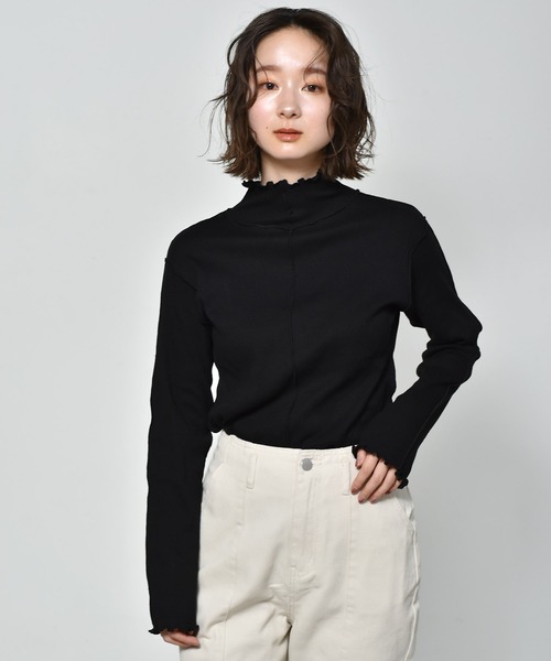 RETRO GIRL（レトロガール）の「テレコメロウハイネックニットTee（Tシャツ/カットソー・レディース・イエロー/グリーン/オフホワイト/ラベンダー/ブラック・FREE）」の13枚目の写真