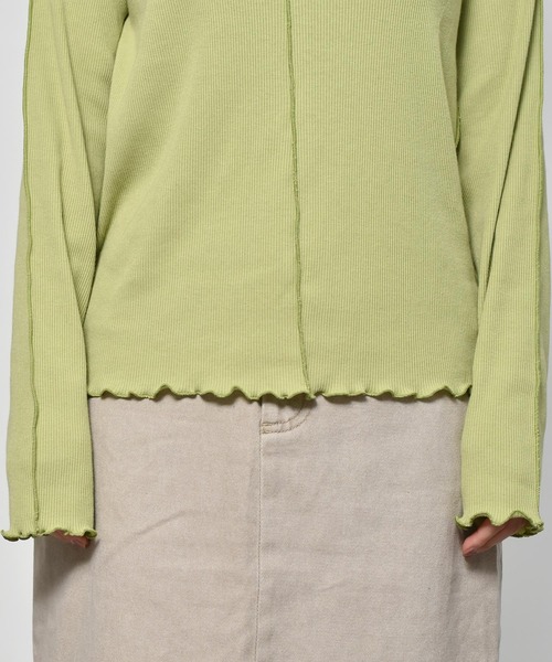 RETRO GIRL（レトロガール）の「テレコメロウハイネックニットTee（Tシャツ/カットソー・レディース・イエロー/グリーン/オフホワイト/ラベンダー/ブラック・FREE）」の14枚目の写真