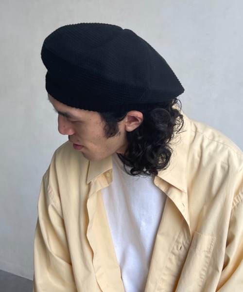 CPCM（シーピーシーエム）の「コットンニットベレー帽（ハンチング/ベレー帽・メンズ・ブラック/ベージュ・FREE）」の4枚目の写真