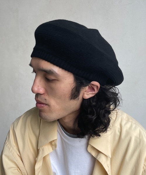 CPCM（シーピーシーエム）の「コットンニットベレー帽（ハンチング/ベレー帽・メンズ・ブラック/ベージュ・FREE）」の6枚目の写真