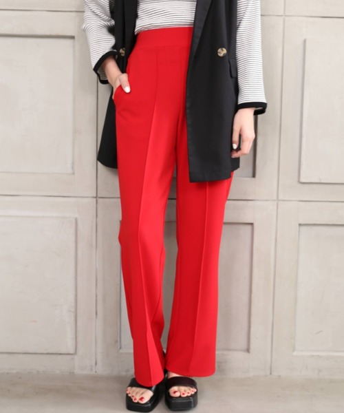 moment+（モーメントプラス）の「カットソーセンターシームストレートカラーパンツ（その他パンツ・レディース・ブラック/レッド/ピンク/ターコイズブルー/オレンジ/ブルー/グリーン・M）」の8枚目の写真