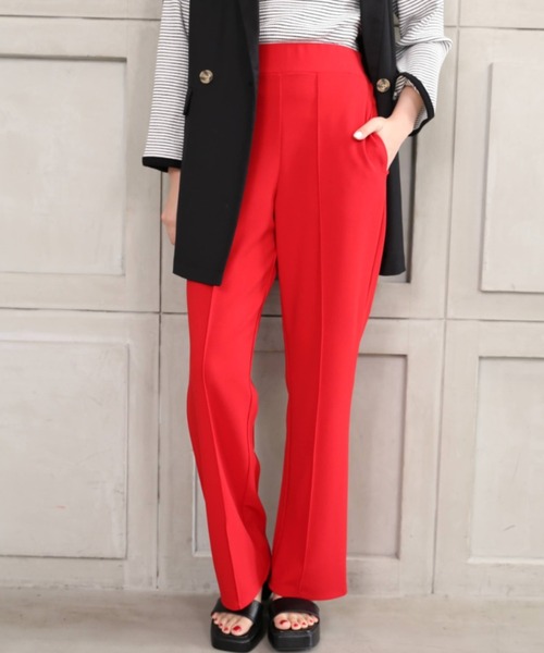 moment+（モーメントプラス）の「カットソーセンターシームストレートカラーパンツ（その他パンツ・レディース・ブラック/レッド/ピンク/ターコイズブルー/オレンジ/ブルー/グリーン・M）」の9枚目の写真