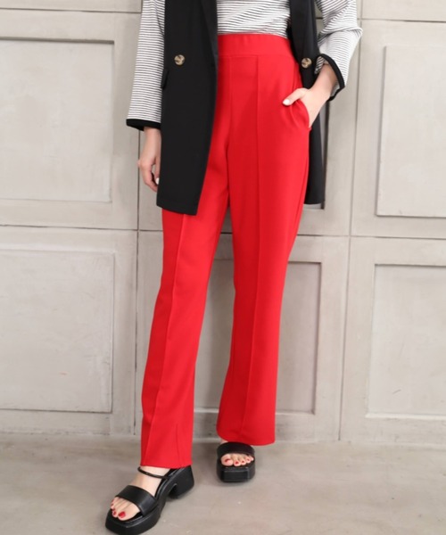 moment+（モーメントプラス）の「カットソーセンターシームストレートカラーパンツ（その他パンツ・レディース・ブラック/レッド/ピンク/ターコイズブルー/オレンジ/ブルー/グリーン・M）」の10枚目の写真