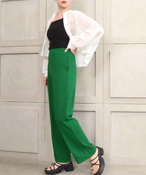 moment+（モーメントプラス）の「カットソーセンターシームストレートカラーパンツ（その他パンツ・レディース・ブラック/レッド/ピンク/ターコイズブルー/オレンジ/ブルー/グリーン・M）」の19枚目の写真