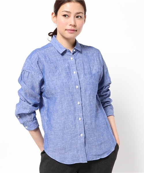 Demi-Luxe BEAMS（デミルクス ビームス）の「luxluft / リネン シャンブレーブラウス（シャツ/ブラウス・レディース・ホワイト/サックスブルー・36/38）」の2枚目の写真