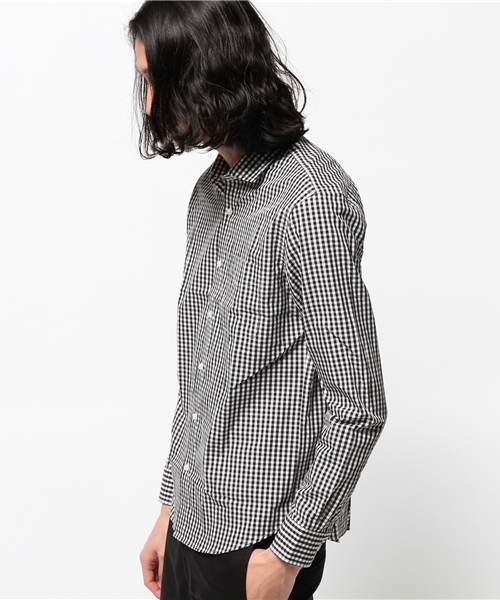 UNION STATION（ユニオンステーション）の「ギンガムチェックシャツ/ワントーン（シャツ/ブラウス・メンズ・ブラック/ブルー・LL/SMALL/LARGE/MEDIUM）」の4枚目の写真