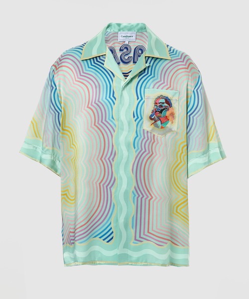 Casablanca カサランカ 半袖シャツ 多色デザイン L Casablanca（カサブランカ）の「SILK SATIN CUBAN COLLAR SHORT