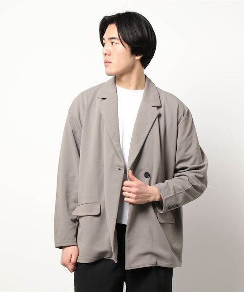 Bling Leads（ブリングリーズ）の「《Bling Leads》梨地　ダブルテーラードジャケット（テーラードジャケット・メンズ・ブラック/ブラウン/グレイッシュベージュ/グレイッシュブルー・MEDIUM/LARGE）」の3枚目の写真