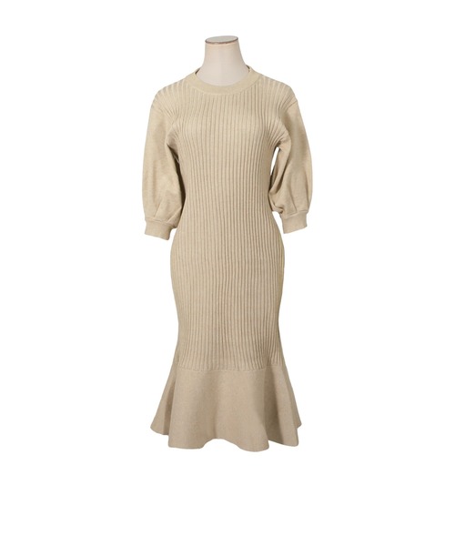 Julia Boutique（ジュリアブティック）の「ミディアム丈・バルーン五分袖マーメイドニットワンピース/22000（ワンピース・レディース・ベージュ/ブラック/グレイッシュベージュ/ミント/アイボリー/ピンク・MEDIUM）」の15枚目の写真