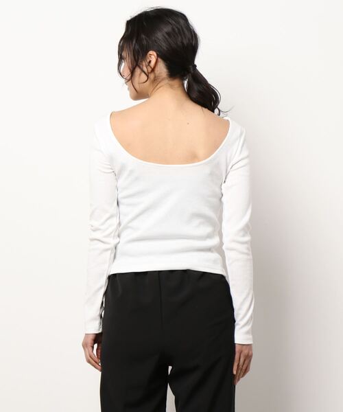 CHILLE(チル)の「バックラウンドリブカットソー(Tシャツ/カットソー・レディース・ピンク/ブラック/ホワイト/ホワイト×ブラック・FREE)」の5枚目の写真