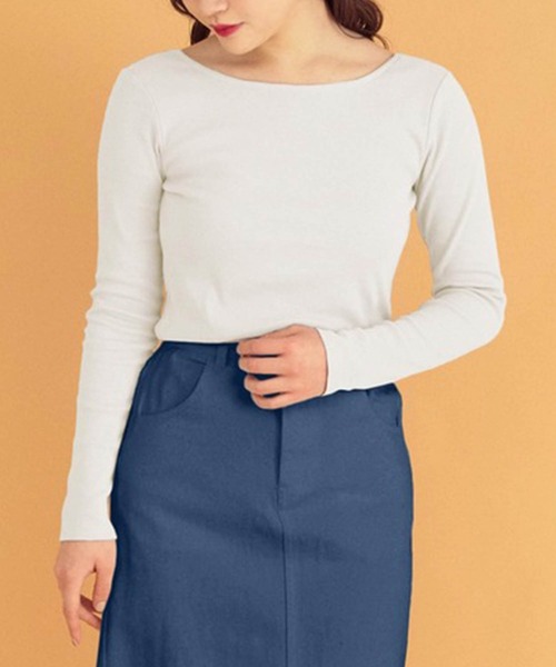 CHILLE(チル)の「バックラウンドリブカットソー(Tシャツ/カットソー・レディース・ピンク/ブラック/ホワイト/ホワイト×ブラック・FREE)」の2枚目の写真