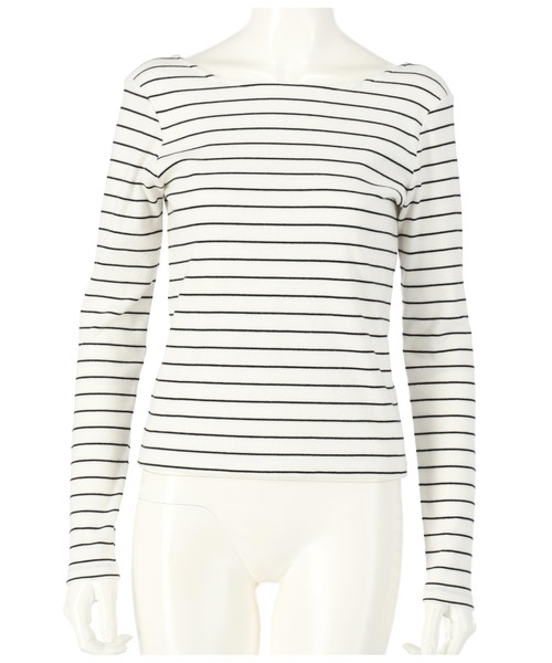 CHILLE(チル)の「バックラウンドリブカットソー(Tシャツ/カットソー・レディース・ピンク/ブラック/ホワイト/ホワイト×ブラック・FREE)」の7枚目の写真