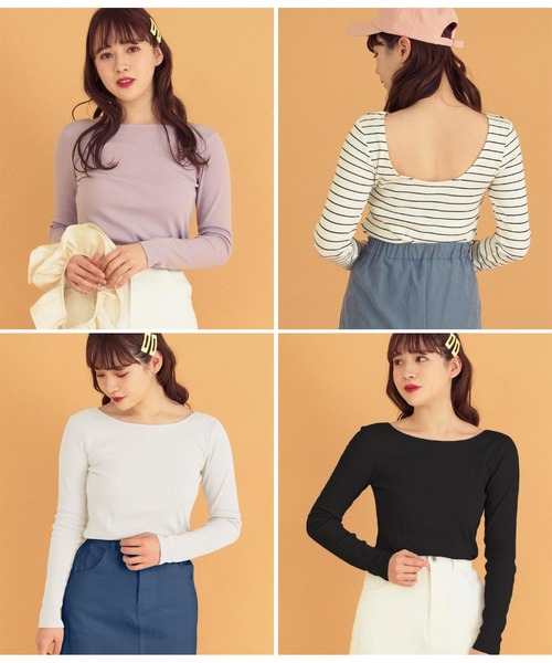 CHILLE(チル)の「バックラウンドリブカットソー(Tシャツ/カットソー・レディース・ピンク/ブラック/ホワイト/ホワイト×ブラック・FREE)」の9枚目の写真